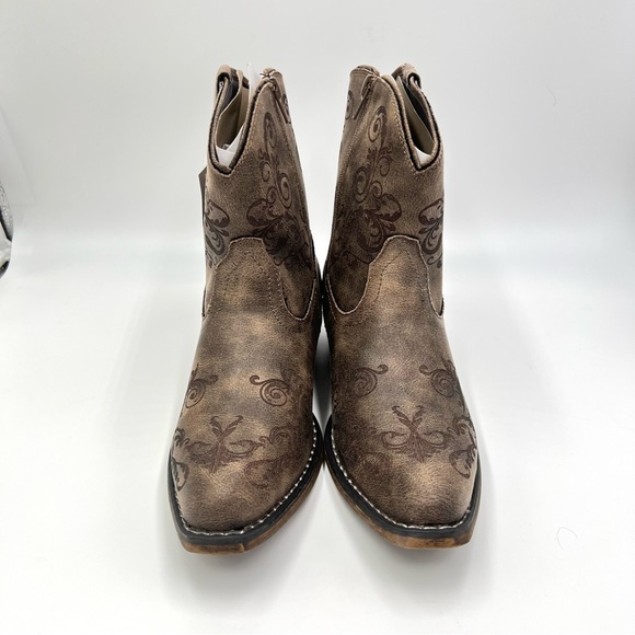 NEW Roper Womens Size 7 Short Stuff Brown Western Cowboy Cowgirl Boots Shoes - Picture 2 of 10